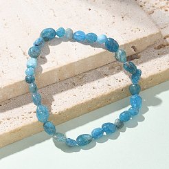 天然アパタイトビーズストレッチブレスレット  タンブルストーン  ナゲット  2~2-1/4インチ（5.2~5.6cm）  ビーズ：7~13x6~10mm&nbsp;X-BJEW-K213-40
