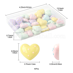 40 個のプラスチックカボション  スポットチャーム  ミックスカラー  ハート  16.5x19x6.5mm&nbsp;FIND-FS0004-35A
