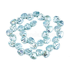 Abs プラスチック模造パール ビーズ 連売り  ABカラーメッキ  ナゲット  淡いターコイズ  13x13x6mm  穴：0.9mm  約36個/連  15.35インチ（39cm）&nbsp;KY-N015-01C