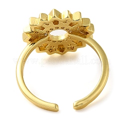 女性用真鍮マイクロパヴェクリアキュービックジルコニアオープンカフリング  18KGP本金メッキ  花  花：15.5mm  調整可能&nbsp;LS-RJEW-Z070-04G-03
