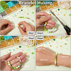 DIY ABSプラスチック、ポリマー粘土、CBBビーズジュエリー作りキット  グリーン  6~8x1~4mm  穴：1.9~2.5mm&nbsp;DIY-WH20010-20A