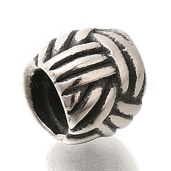 304ステンレススチールヨーロピアンビーズ  大穴ビーズ  ロンデル  アンティークシルバー  9x8mm  穴：5mm&nbsp;STAS-G350-09AS