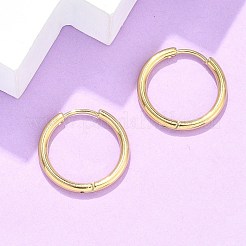 イオンプレーティング（IP）304ステンレススチールハギーフープピアス  低刺激性のイヤリング  316サージカルステンレスピン付き  ゴールドカラー  12ゲージ  19x2mm  ピン：1mm&nbsp;X-EJEW-F111A-19mm-G