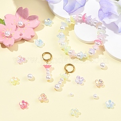 DIYジュエリー作りのパーツキット  100種類のアクリルビーズキャップ5個付き  120 個 3 スタイル ABS プラスチック模造パールビーズ  ミックスカラー  4~12x4~12x3.5~8mm  穴：1.4~2.3mm  220pc&nbsp;DIY-YW0018-02