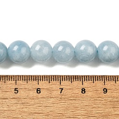 天然の天然翡翠ビーズ連売りを染めた  ラウンド  ライトスカイブルー  10mm  穴：1.2mm  約19個/連  7.09インチ（18cm）&nbsp;G-G021-02C-20