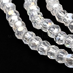 透明ガラスビーズ  32ファセット  ABカラーメッキ  ラウンド  透明  3.5x3mm  穴：1mm  約163~166個/連  50~51cm&nbsp;EGLA-A035-T3mm-B19