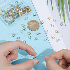 100個 2色 201ステンレススチールチューブベイル  ループベイル  リング保釈ビーズ  ミックスカラー  9x6x2mm  穴：1.8mm  50個/カラー&nbsp;STAS-PA0001-06B