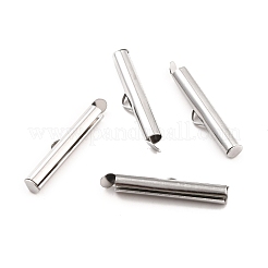 変色しない304ステンレススチール製スライドエンドクラスプチューブ  スライダエンドキャップ  ステンレス鋼色  25x6x4mm  穴：3.5x1.5mm  内径：3mm&nbsp;STAS-C044-08C-P