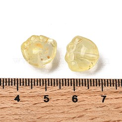 透明ガラスビーズ  足跡  グリッターパウダー付き  きいろ  12x13x8mm  穴：0.9mm  803個/ 1000g&nbsp;GLAA-D304-02I