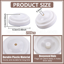 プラスチック製ミニ旗ホルダー  テーブルフラッグスタンド  ラウンド  ホワイト  63x24mm  穴：5.5mm&nbsp;DIY-WH0899-749A