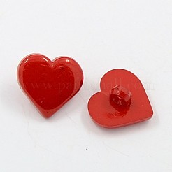 アクリルシャンクボタン  衣装デザインのための素敵なハートボタン  1穴  染め  暗赤色  17x17x3mm  穴：2mm&nbsp;BUTT-E088-A-05