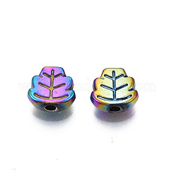ラックメッキレインボーカラーアロイビーズ  カドミウムフリー＆ニッケルフリー＆鉛フリー  葉  7x7x3mm  穴：1.5mm&nbsp;PALLOY-S180-334