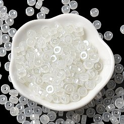 模造翡翠と光沢のあるガラスのシードビーズ  コラム  ホワイトスモーク  6x3mm  穴：1.4mm  約2027個/ポンド&nbsp;SEED-E001-J3x6mm-A04