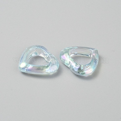 メッキアクリルビーズ  ハート  シアン  24x27x7mm  穴：2.2mm&nbsp;MACR-WH0010-20A-01