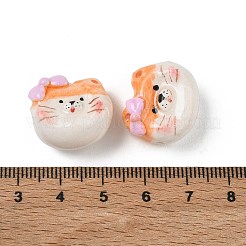 手作り樹脂粘土ビーズ  猫の形  オレンジ  15~18x18~20x10~13mm  穴：1.7~1.9mm&nbsp;PY-CBABDB7-04E