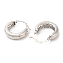 ラックメッキ真鍮プレーンフープピアス  プラチナ  24x23mm&nbsp;EJEW-R152-01P