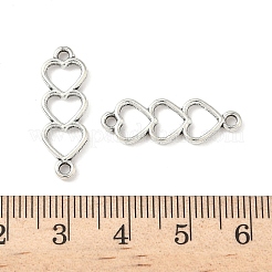 チベットスタイルの合金コネクタチャーム  ハート  カドミウムフリー＆鉛フリー  アンティークシルバー  24x8x1.5mm  穴：1.6mm&nbsp;FIND-B050-05AS