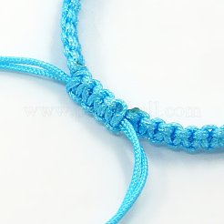 DIYブレスレット作り用編み込みナイロンコード  シアン  100~110x5x2mm  穴：2~4mm&nbsp;AJEW-M001-06A