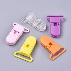 環境に優しいPCプラスチック製赤ちゃんおしゃぶりクリップ  ミックスカラー  42x30mm  穴：25mm&nbsp;AJEW-K010-01