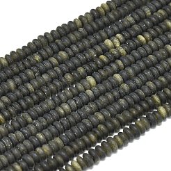 天然石ゴールデンシーンオブシディアンビーズ連売り  艶消し  ロンデル  4x2mm  穴：0.9mm  約167~173個/連  15.16~15.35インチ（38.5~39cm）&nbsp;G-P575-A29-4x2mm