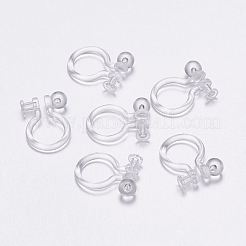 プラスチック製クリップ式イヤリングパーツ  透明  11x8mm  穴：0.65mm  ボール：3mm&nbsp;LS-KY-P007-H01