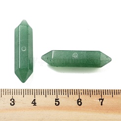 天然グリーンアベンチュリンダブルターミナル尖ったビーズ  ファセット弾丸  32.5x9x8mm  穴：1.6mm&nbsp;G-A231-01D