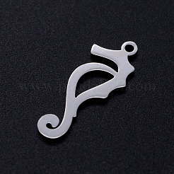 変色しにくい201ステンレススチール中空ペンダント  タツノオトシゴ  ステンレス鋼色  23x9x1mm  穴：1.5mm&nbsp;STAS-Q201-JN281-1