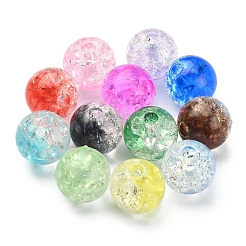 360個12色透明クラックルアクリルビーズ  ラウンド  ミックスカラー  8x7.5mm  穴：1.8mm  30個/カラー&nbsp;CACR-YW0001-02