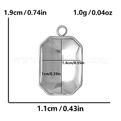 304ステンレススチールペンダントカボションセッティング  ファンシーストーン  ステンレス鋼色  八角形の長方形  トレイ：10x14mm  19x11mm&nbsp;PW-WG002AB-07