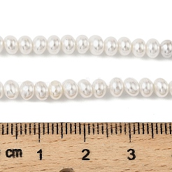 電気めっきシェルパールビーズ連売り  ロンデル  洗練された  ホワイト  4x3mm  穴：0.6mm  約125個/連  15.83''（40.2センチメートル）&nbsp;BSHE-Z009-11B