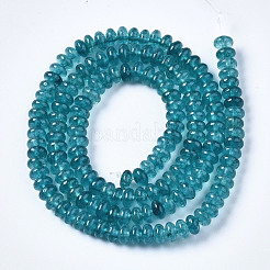 天然石アクアマリンビーズ連売り  染め  ロンデル  4~5x2mm  穴：0.8mm  約155~160個/連  14.96~15.35インチ（38~39cm）&nbsp;G-S366-118
