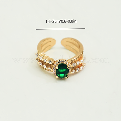 女性用真鍮マイクロパヴェキュービックジルコニアカフオープンリング  オーバル  18KGP本金メッキ  16mm〜20mm&nbsp;UQ0886
