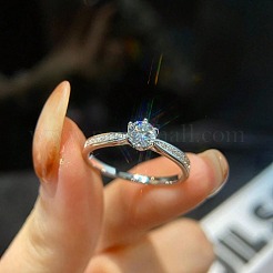 ロジウムメッキ 925 スターリングシルバー パヴェ 5.1x3.1mm モアッサナイト 指輪 女性用  プラチナ  usサイズ6 3/4(17.1mm)&nbsp;WG36A3D-16