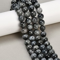 天然石ホークスアイビーズ連売り  イーグルアイストーン  グレードA  ラウンド  10mm  穴：1mm  約18~20個/連  7.4インチ&nbsp;G-S333-10mm-027