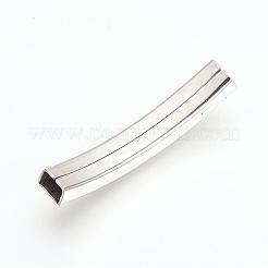 変色しにくい201ステンレススチール製スライドチャーム  洗練された  長方形  ステンレス鋼色  41x6.5x4.5mm  穴：5.5x3mm&nbsp;STAS-R092-02