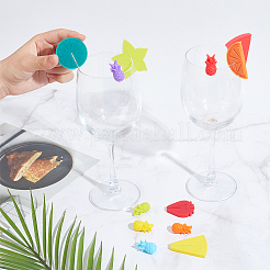2セット2スタイルのシリコンワイングラスチャーム  ゴブレットマーカー  フルーツ  ミックスカラー  26~47x14~48x5~16mm  1セット/スタイル&nbsp;AJEW-NB0005-70
