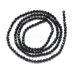 天然石ブラックスピネルビーズ連売り  多面カット  ラウンド  3x3mm  穴：0.5mm  約142個/連  15.9インチ&nbsp;X-G-S152-01-3mm