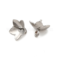 変色しない304ステンレススチールカップペグベイル  花の形  ステンレス鋼色  7x7x7mm  穴：1.5mm  ピン：0.8mm&nbsp;STAS-K274-01A-P