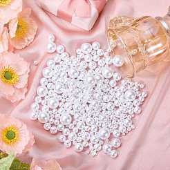 800 個 6 スタイル ABS プラスチック模造パールビーズ  ラウンド  乳白色  4~16mm  穴：1~2.4mm&nbsp;KY-SZ0001-62