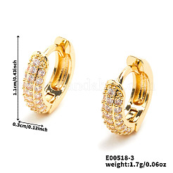 高級でファッショナブルな真鍮フープピアス  ラインストーン付き  ゴールドカラー  11x3mm&nbsp;YV3496-3