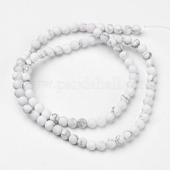 天然石ハウライトビーズ連売り  艶消し  ラウンド  4mm  穴：1mm  約91個/連  14.5~15インチ&nbsp;G-D809-16-4mm