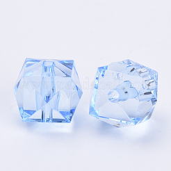 透明なアクリルビーズ  多面カット  キューブ  ライトスチールブルー  10x10x8mm  穴：1.5mm  約900個/500g&nbsp;TACR-Q259-10mm-V41
