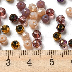 ガラスビーズ  多面カット  ロンデル  コーヒー  4x3mm  穴：0.4mm  約6800個/500g&nbsp;EGLA-A034-LM4mm-13