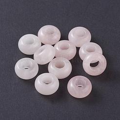天然ローズクォーツヨーロピアンビーズ  大穴ビーズ  ロンデル  14x7~8mm  穴：6mm&nbsp;G-G740-14x8mm-08