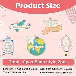 10個5スタイルアロイエナメルペンダント  ライトゴールド  ミックスカラー  18~32x15~29x1.5mm  穴：1.8~2mm  2個/スタイル&nbsp;ENAM-YW0008-82