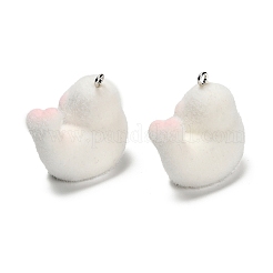 フロッキー不透明樹脂ペンダント  プラチナ鉄ループ付き  シール  28.5x19mm  穴：2mm&nbsp;RESI-I335-01P-01
