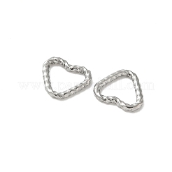 304ステンレススチールツイストリンクリング  変色しない  ステンレス鋼色  ハート  10.5x11.5x1.5mm  内径：7x8mm&nbsp;STAS-L300-006A-P