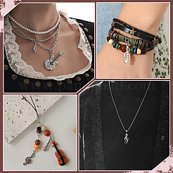 100本100スタイルアロイペンダント  楽器と音符  ミックスカラー  15~36x7~20x1.5~8mm&nbsp;FIND-WH0126-746