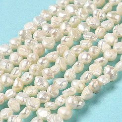 天然ケシパールビーズ連売り  養殖淡水真珠バロックパール  グレード3 A  研磨両側  パパイヤホイップ  4~4.5x4.5~5x2~3mm  穴：0.5mm  約87~88個/連  13.46~13.58インチ（34.2~34.5cm）&nbsp;PEAR-E017-27