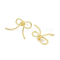 女性用蝶結びラックメッキ真鍮スタッドピアス  鉛フリー＆カドミウムフリー  長持ちメッキ  18KGP本金メッキ  23x37mm&nbsp;EJEW-Z051-10A-G